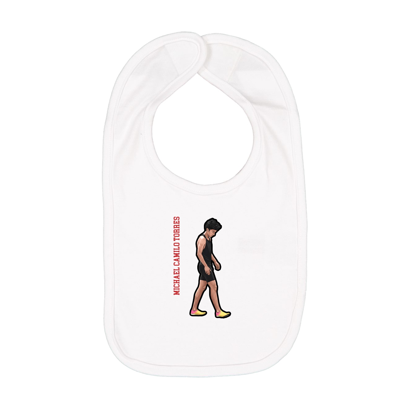 Infant Bib — Name Vertical in White