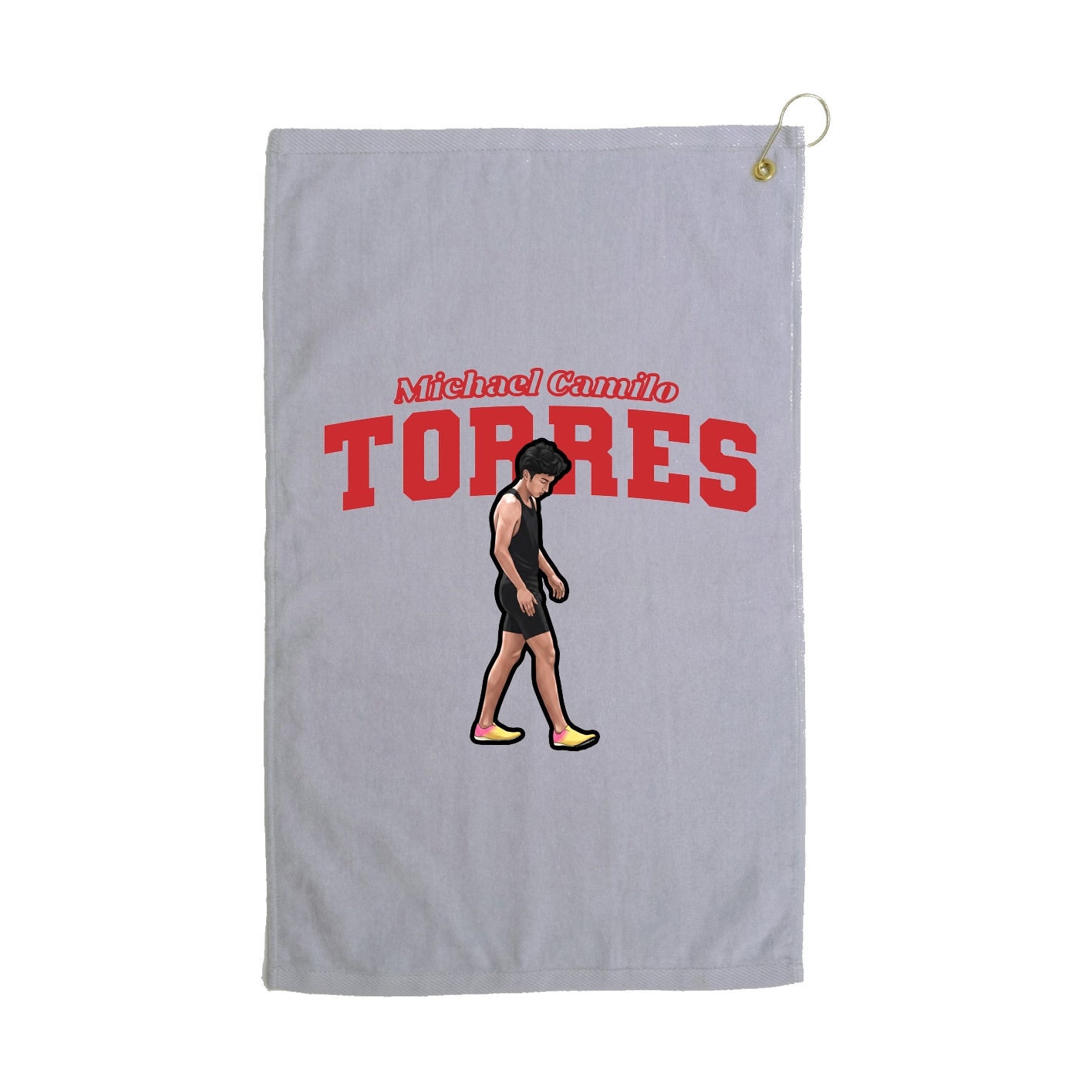 Golf Towel — Name Arch in Grey