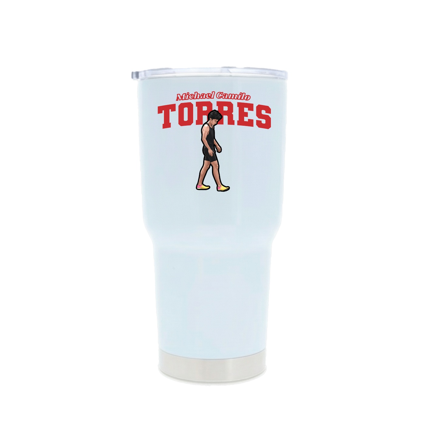 30oz Stainless Steel Tumbler — Name Arch in White