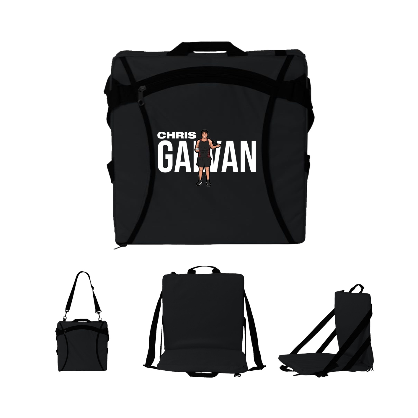 Folding Stadium Seat — Player Name in Black