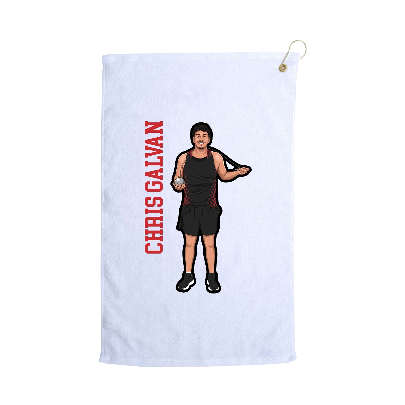 Golf Towel — Name Vertical in White