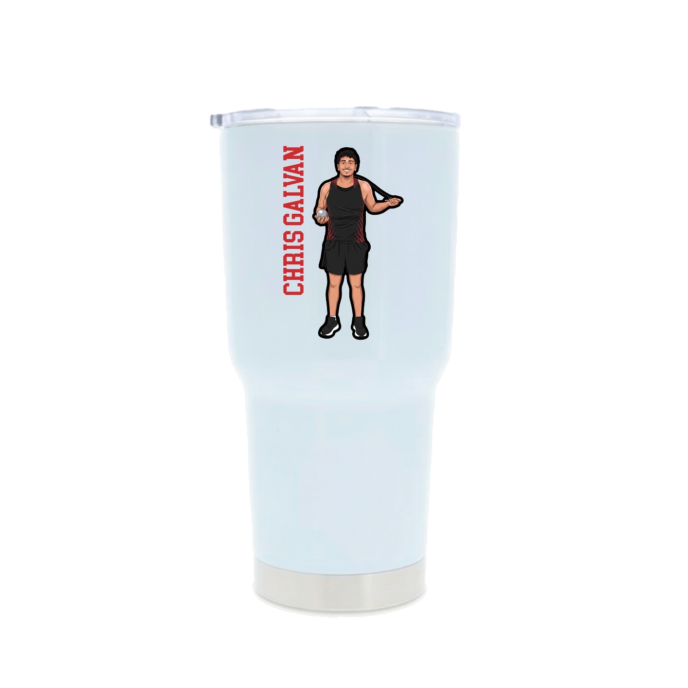 30oz Stainless Steel Tumbler — Name Vertical in White