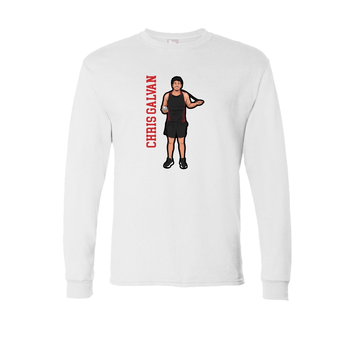 Long Sleeve Tee — Name Vertical in White