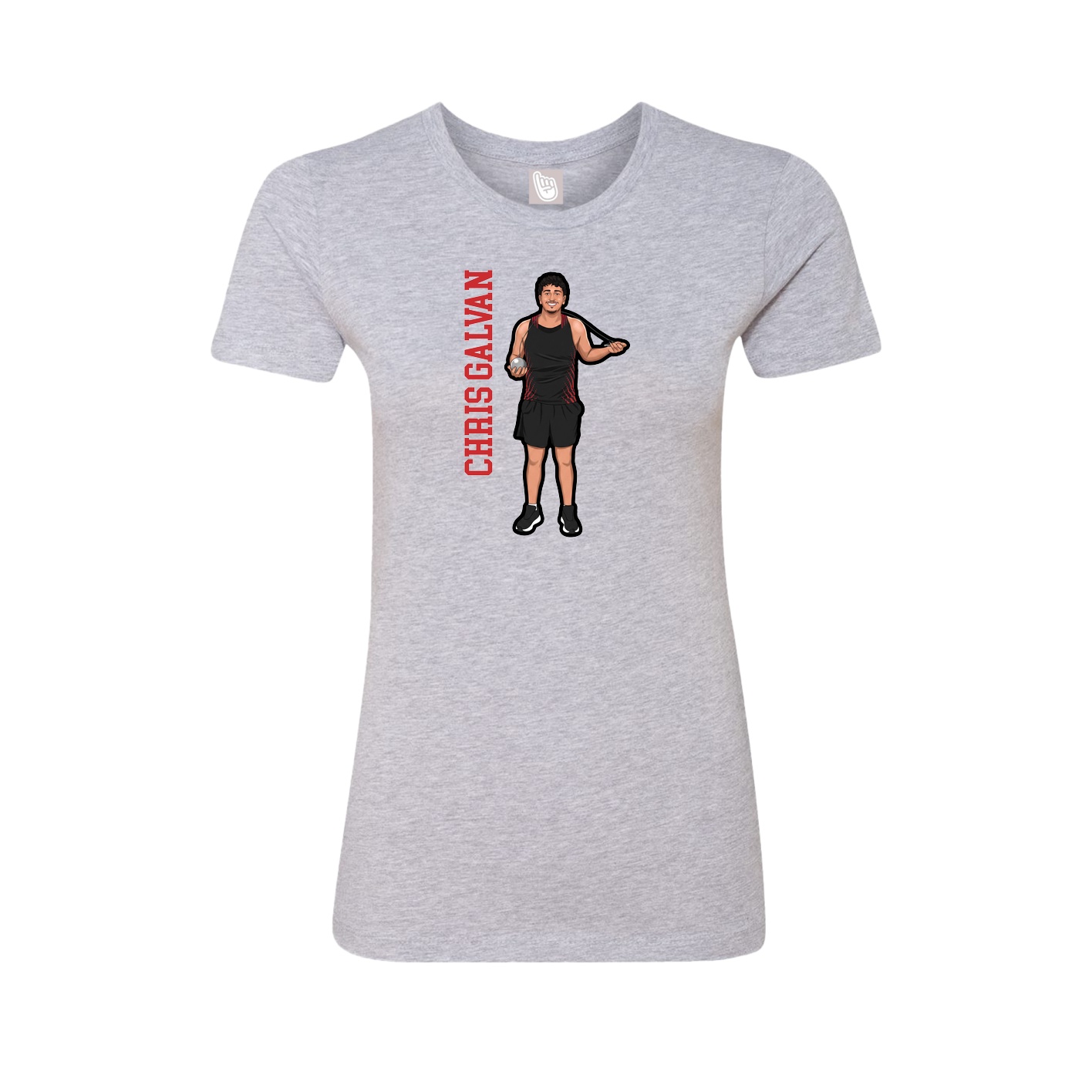 Fitted Women's Tee — Name Vertical in Grey