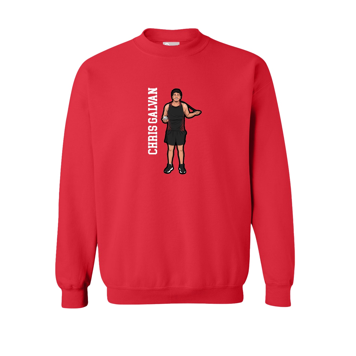 Fleece Crew — Name Vertical in Red