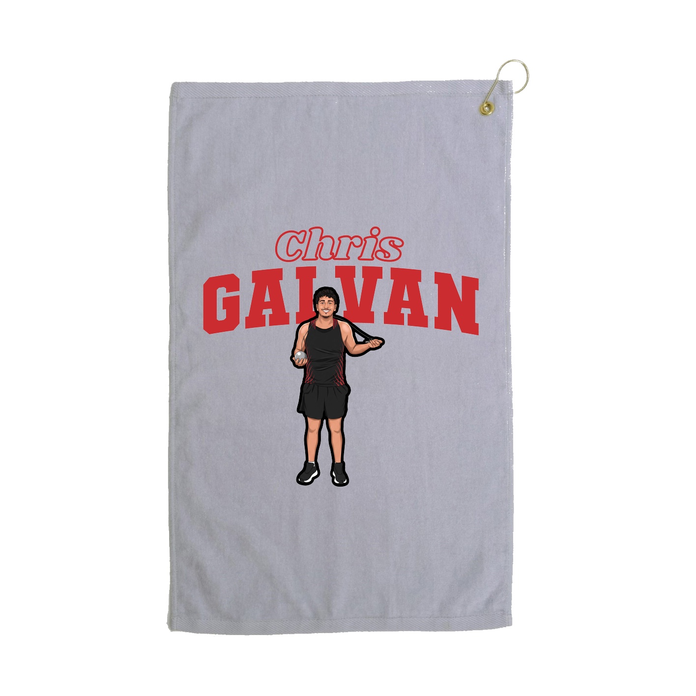 Golf Towel — Name Arch in Grey