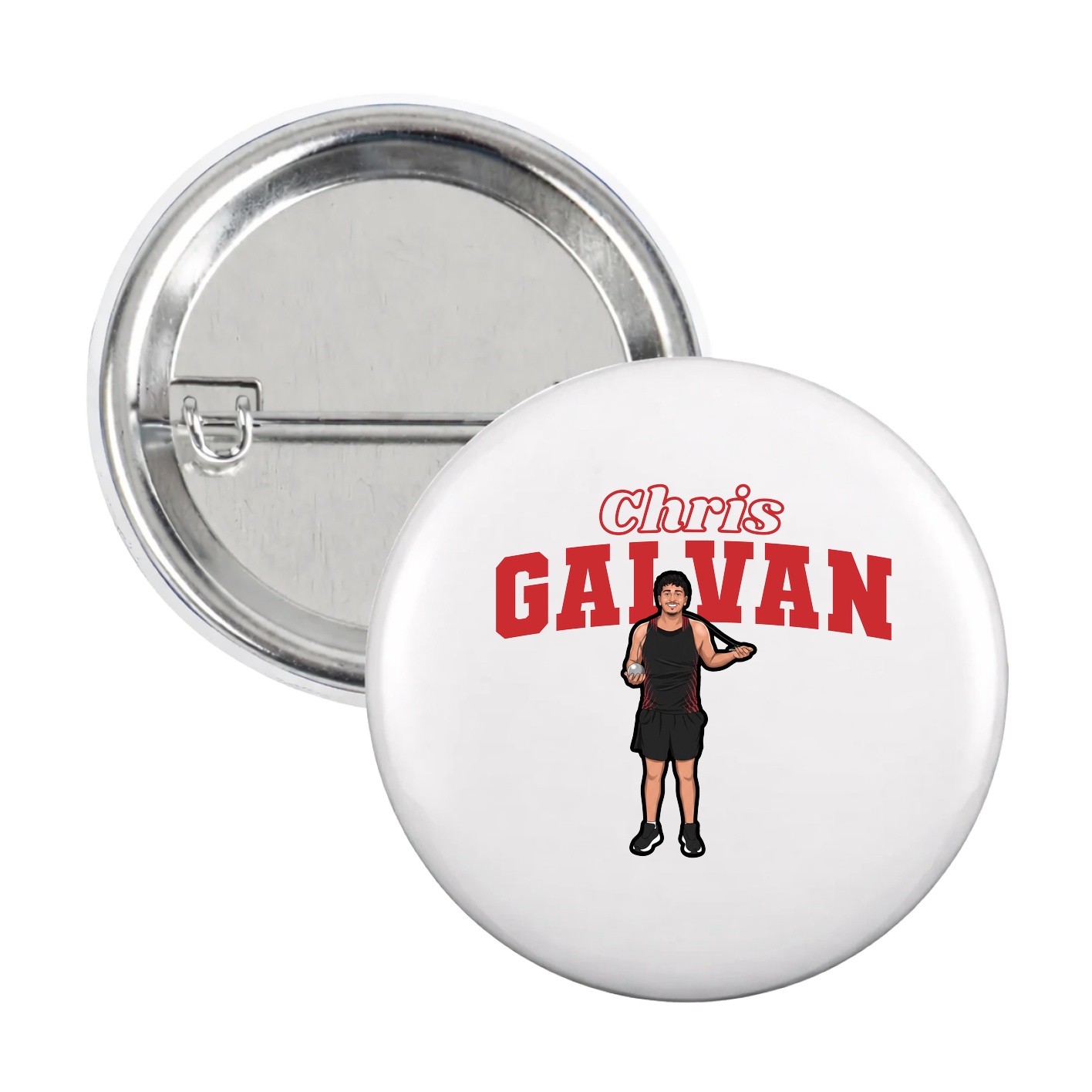Game Day Button — Name Arch in White