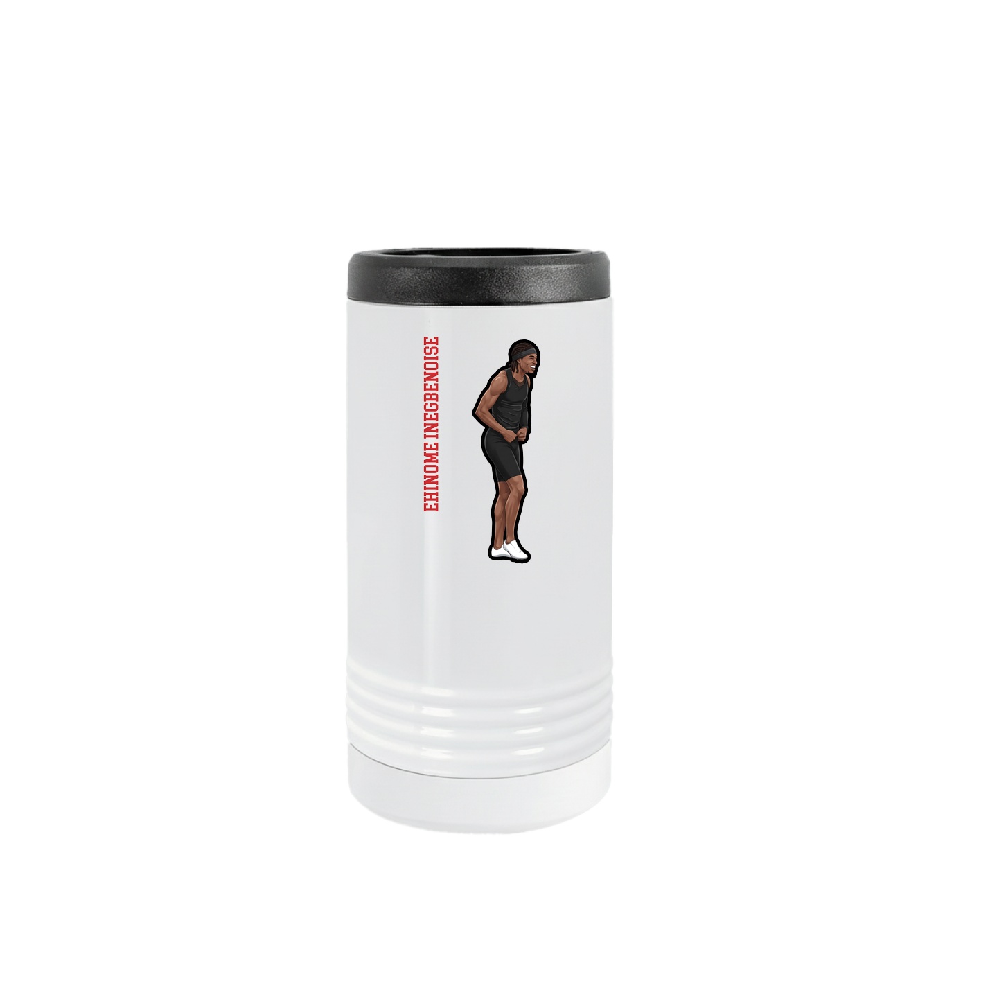 Slim Beverage Holder — Name Vertical in White