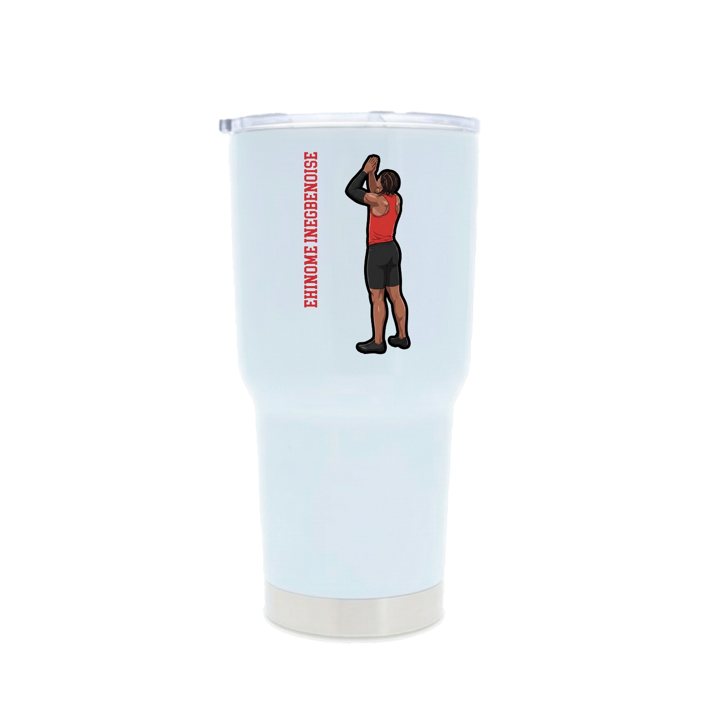 30oz Stainless Steel Tumbler — Name Vertical in White