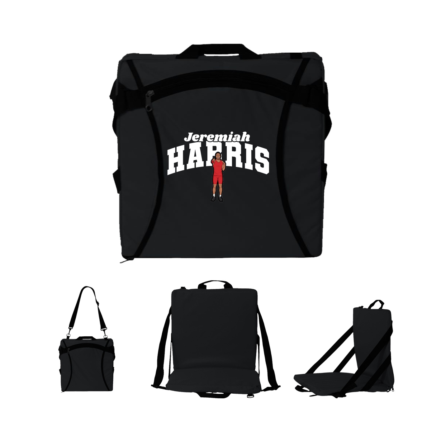 Folding Stadium Seat — Signature Arch in Black