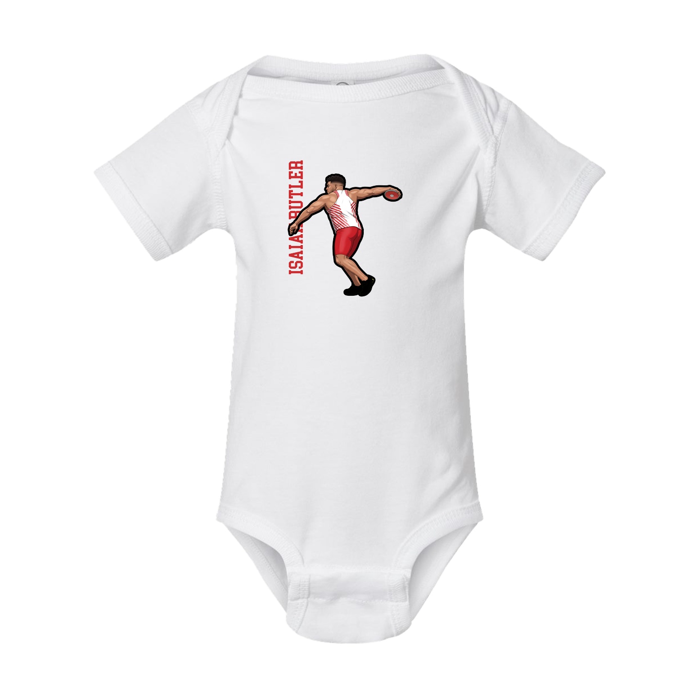 Baby Onesie — Name Vertical in White