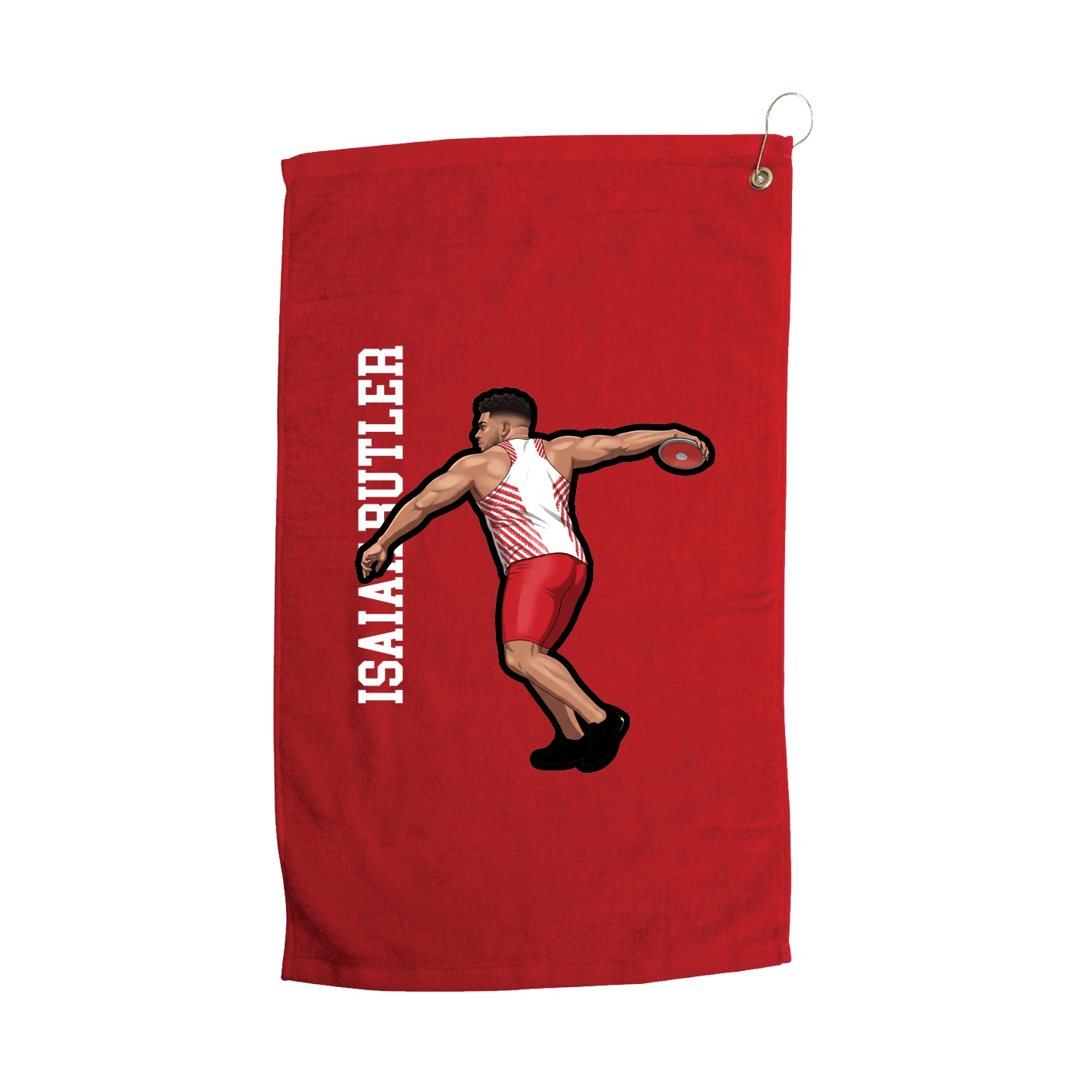 Golf Towel — Name Vertical in Red