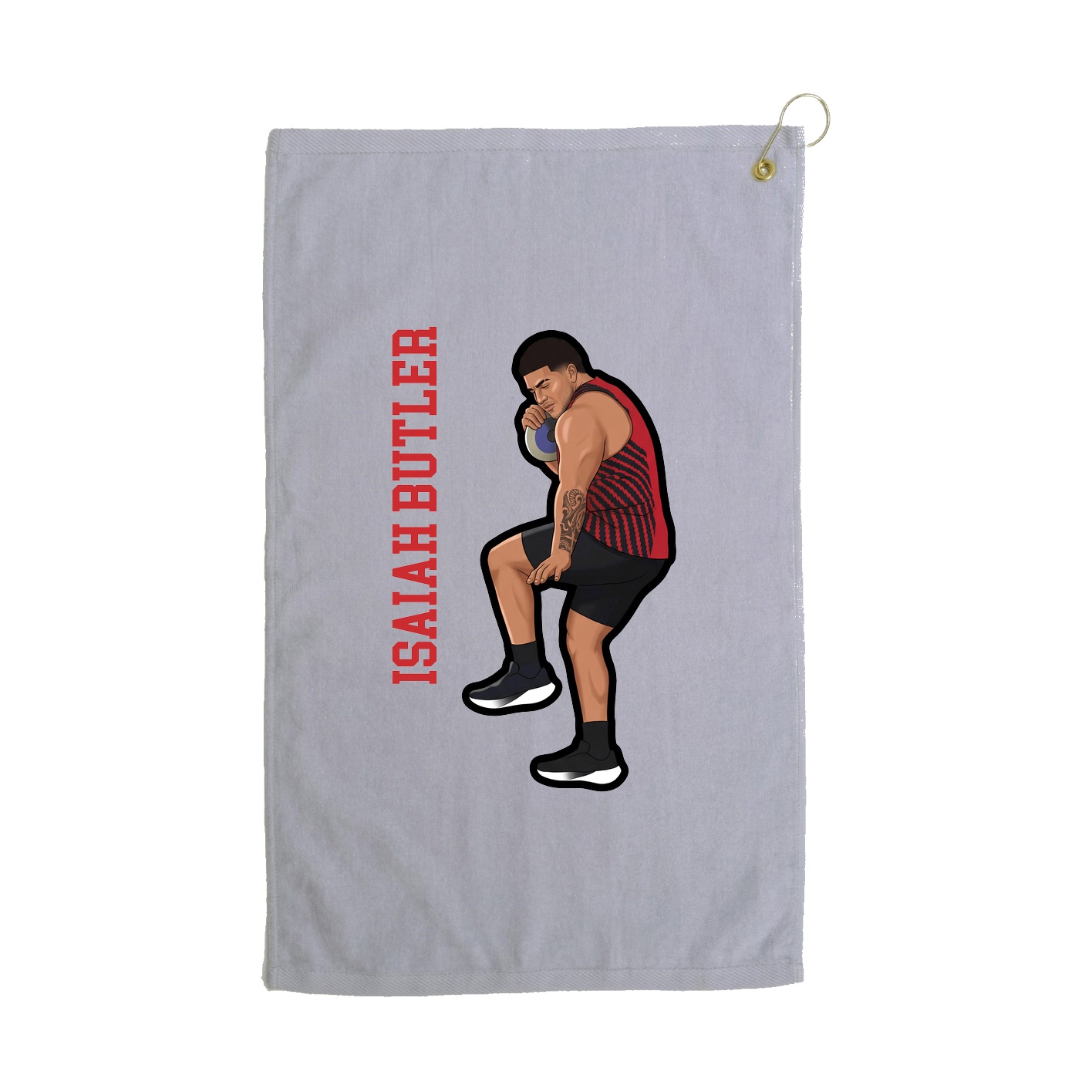 Golf Towel — Name Vertical in Grey
