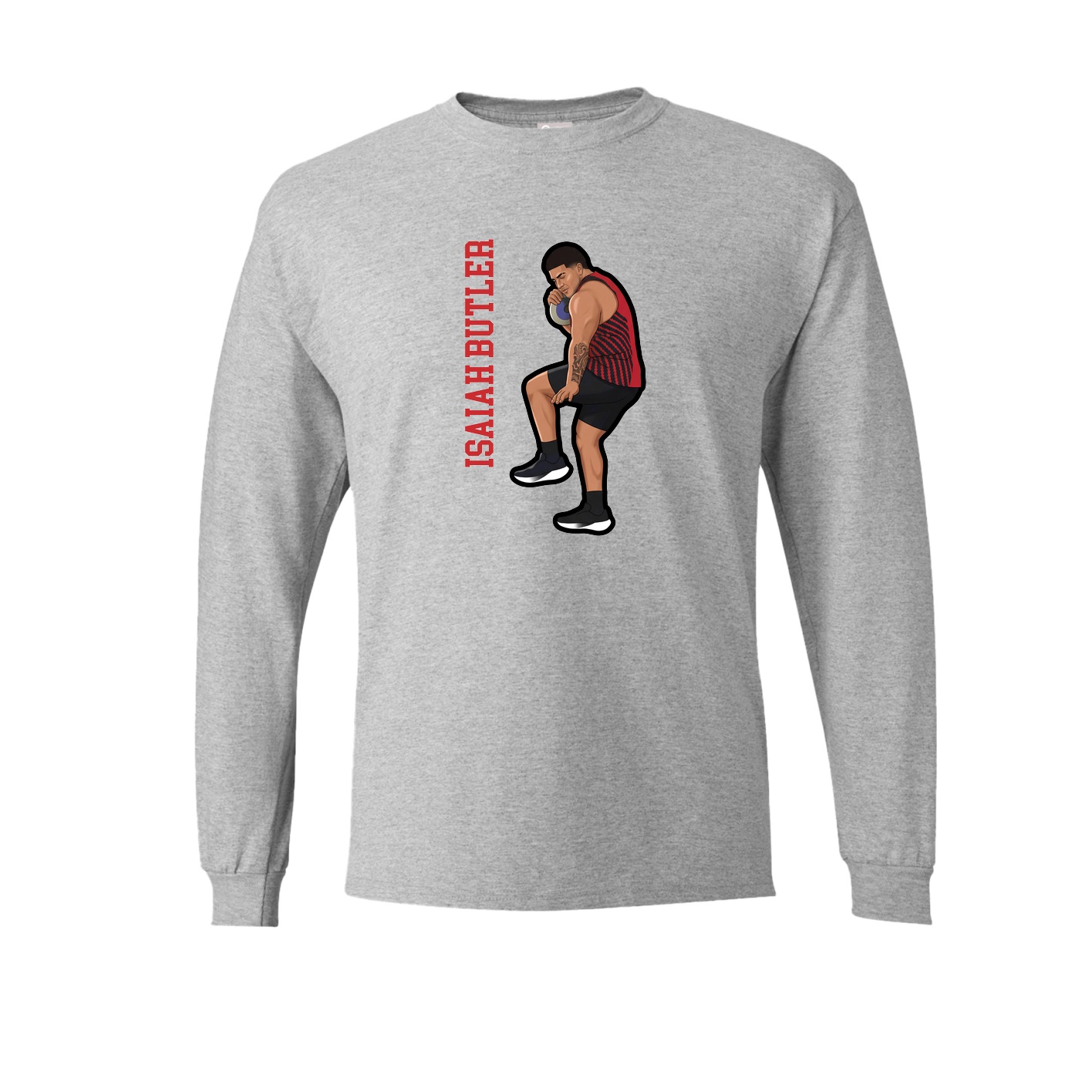 Long Sleeve Tee — Name Vertical in Grey