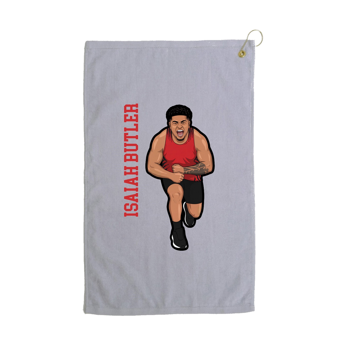Golf Towel — Name Vertical in Grey