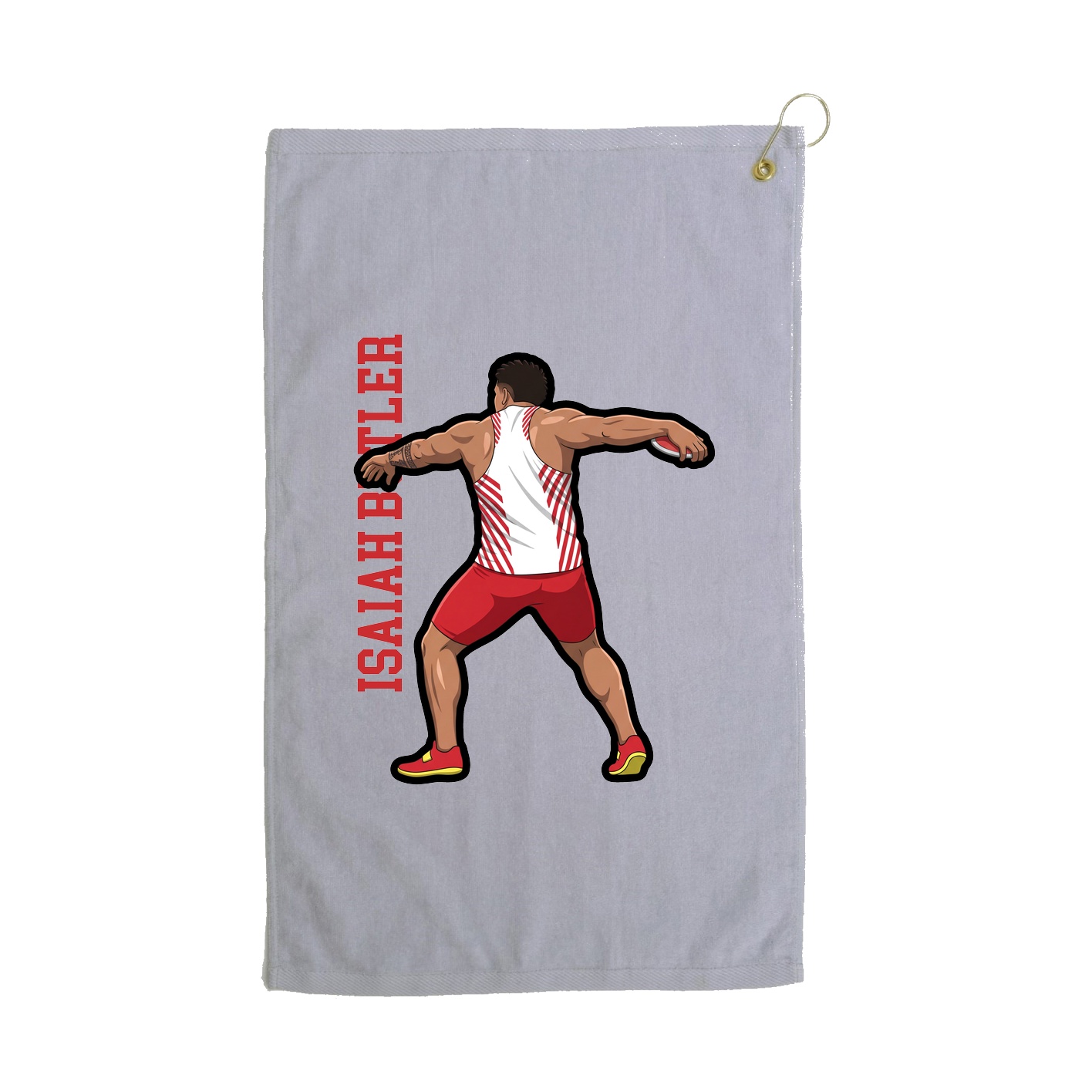 Golf Towel — Name Vertical in Grey