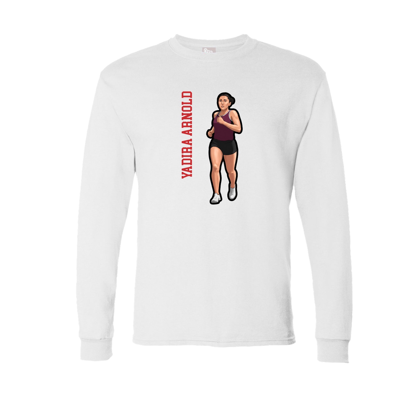 Long Sleeve Tee — Name Vertical in White