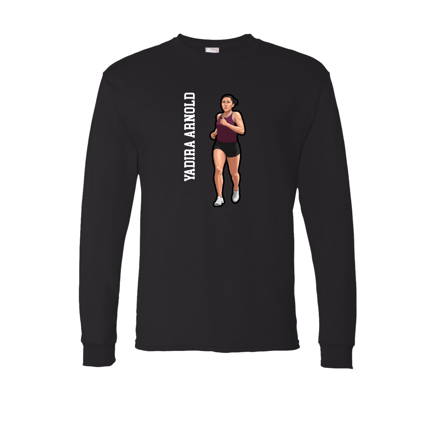 Long Sleeve Tee — Name Vertical in Black