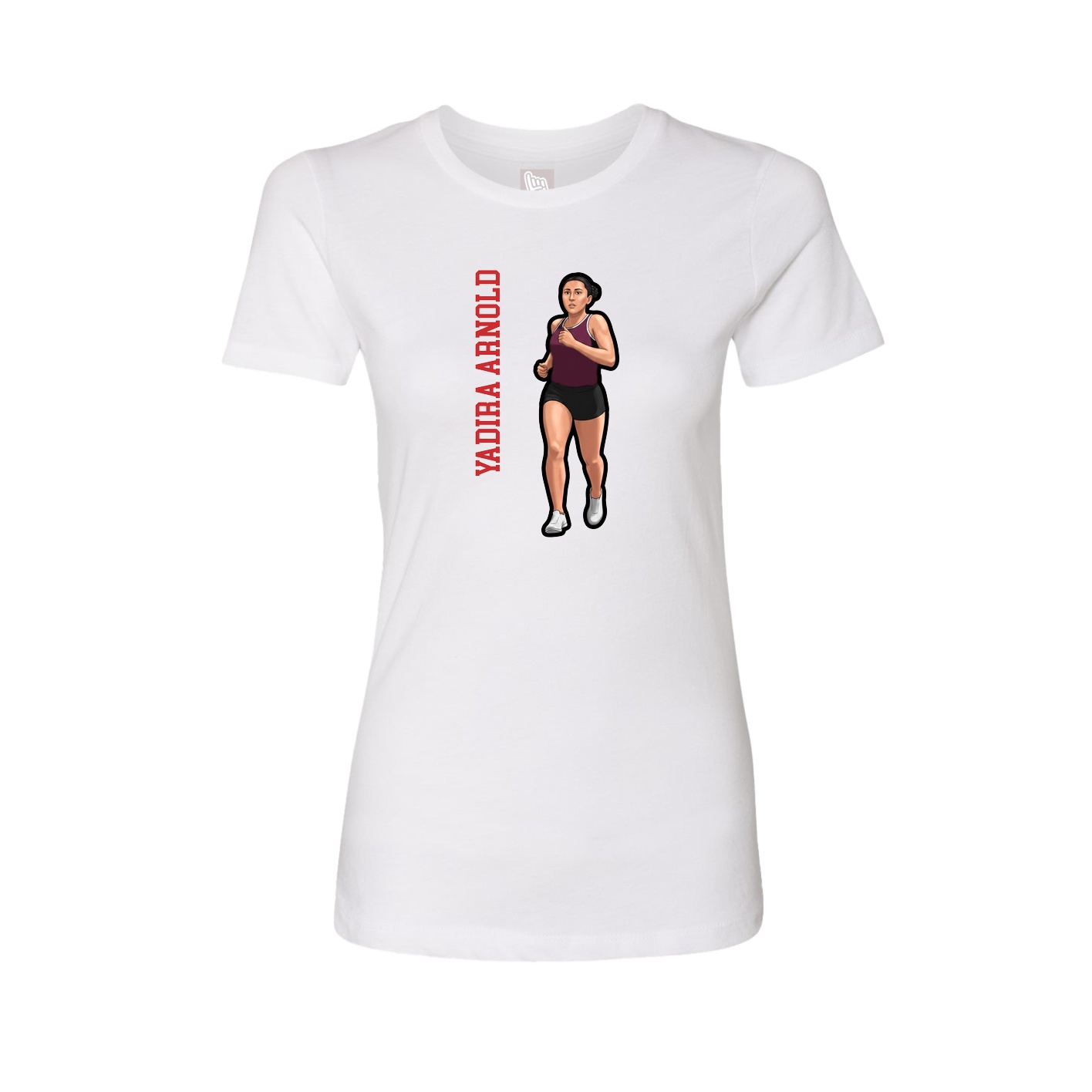 Womens Tee — Name Vertical in White