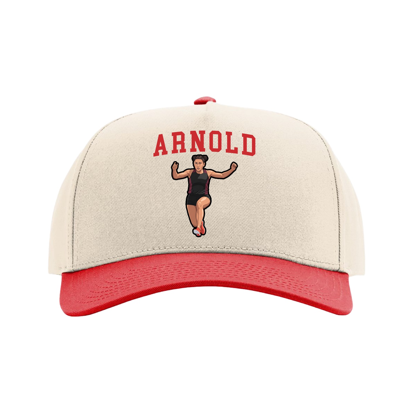 Full Fabric Five-Panel Champ Cap — Shirsey in Cream/Red