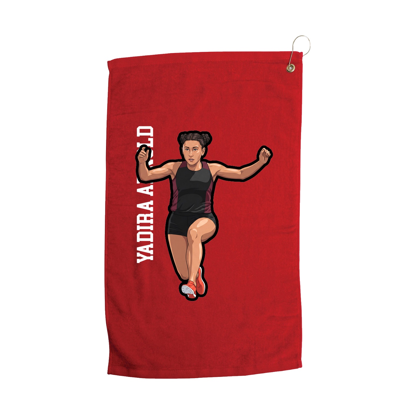Golf Towel — Name Vertical in Red