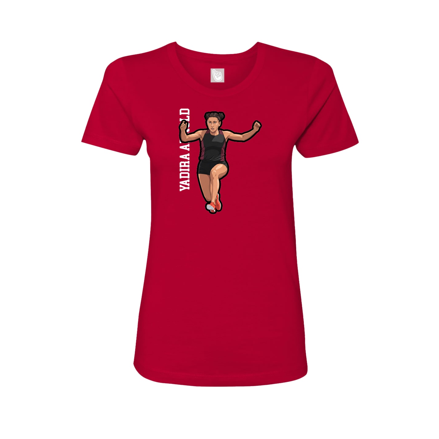 Fitted Women's Tee — Name Vertical in Red