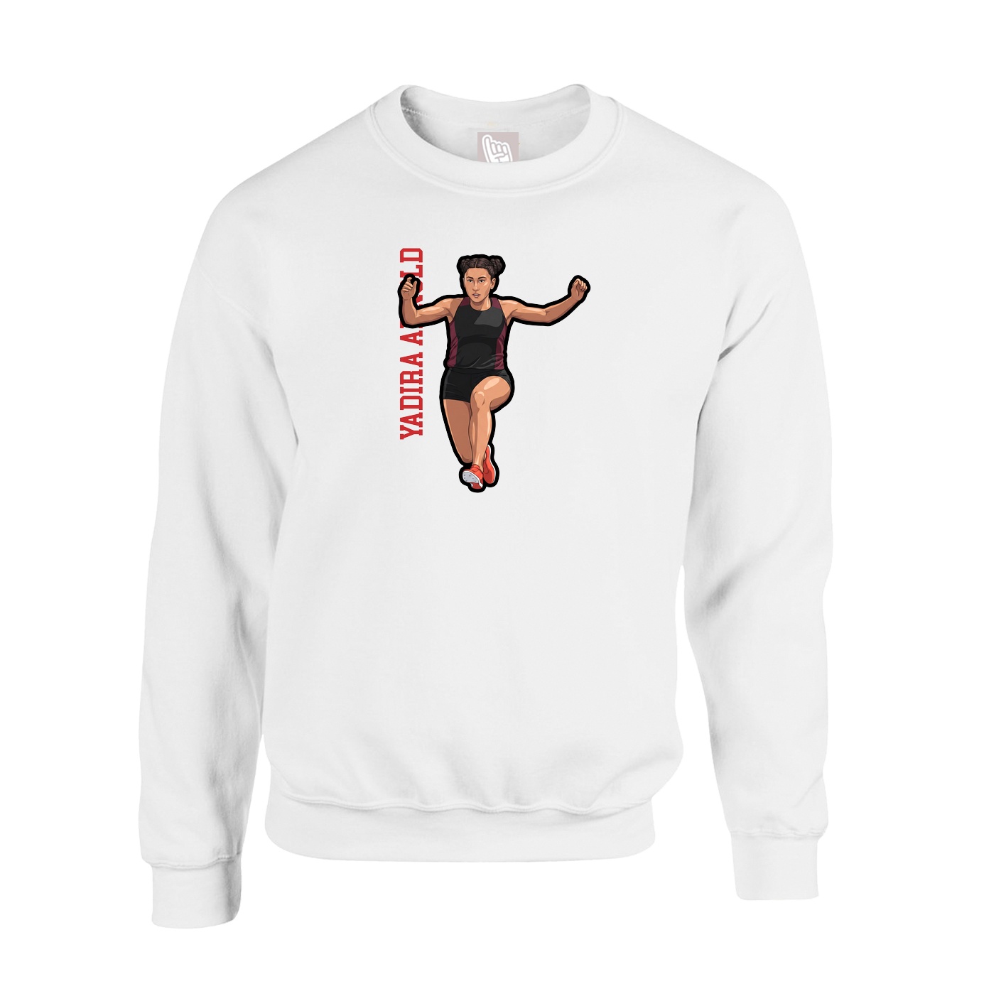 Fleece Crew — Name Vertical in White