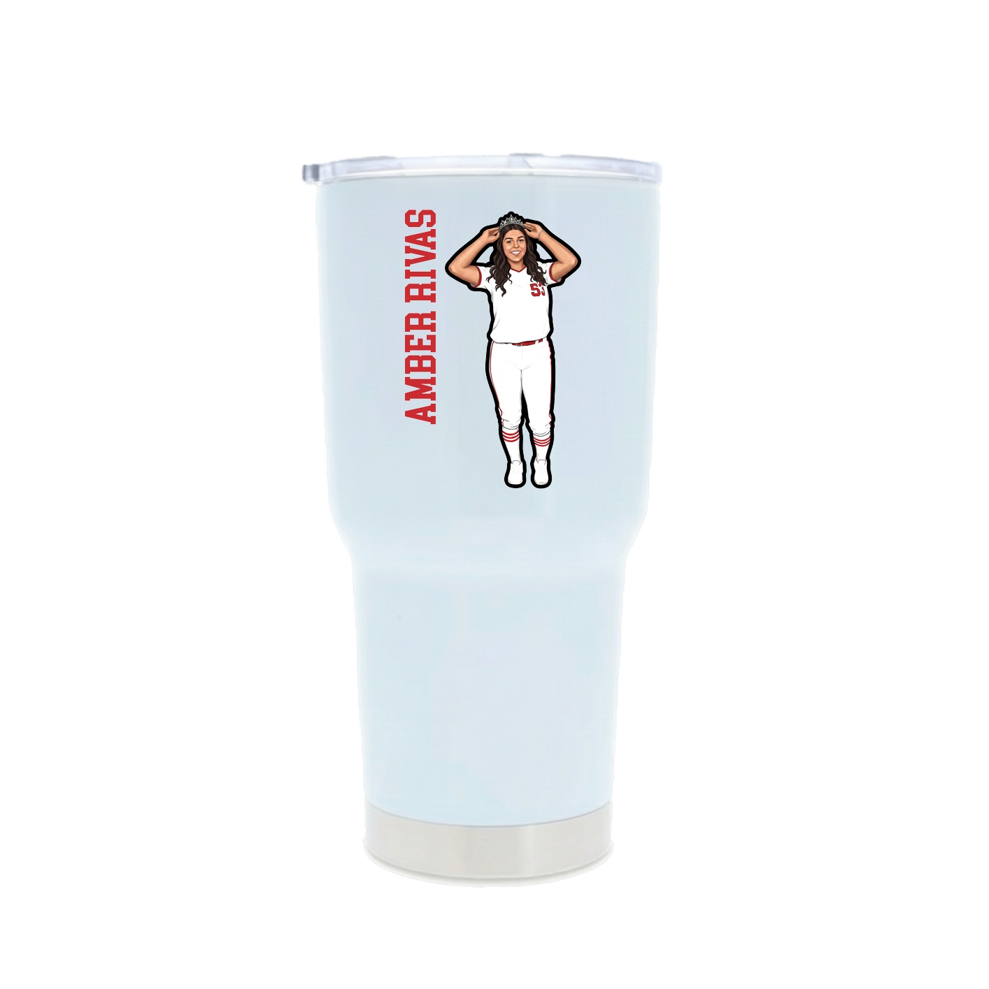 30oz Stainless Steel Tumbler — Name Vertical in White