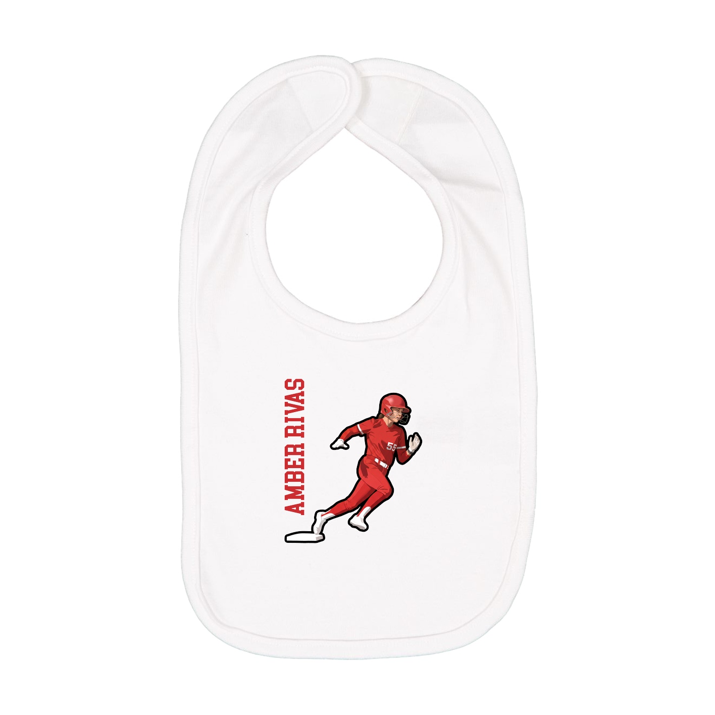 Infant Bib — Name Vertical in White