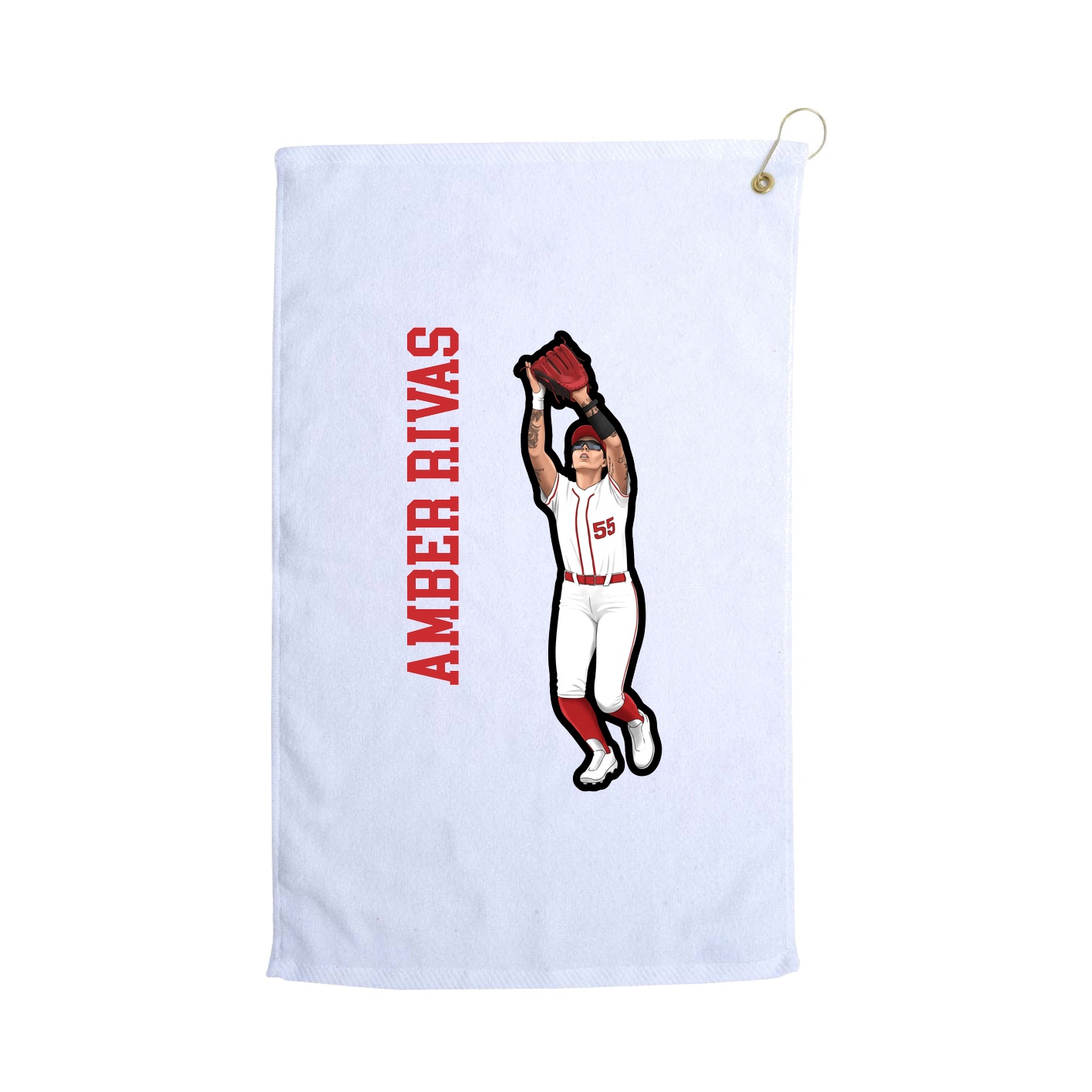 Golf Towel — Name Vertical in White