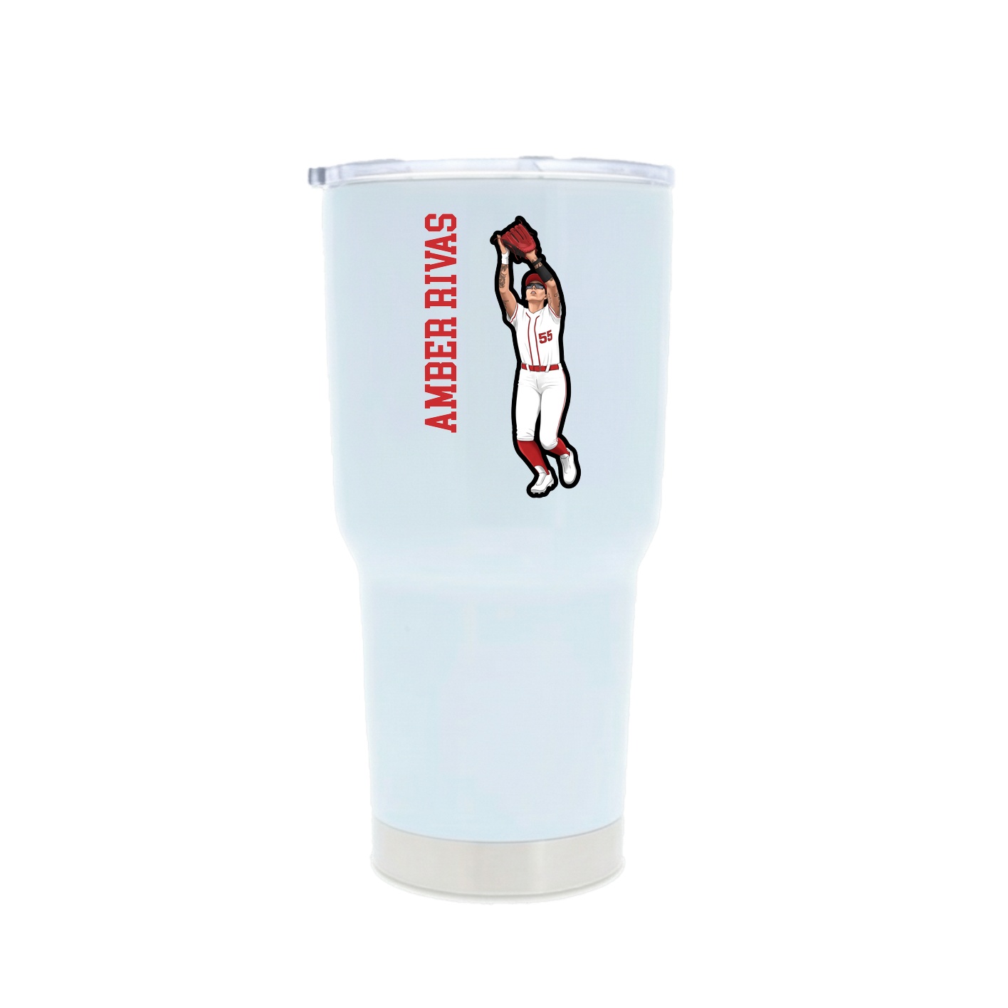 30oz Stainless Steel Tumbler — Name Vertical in White