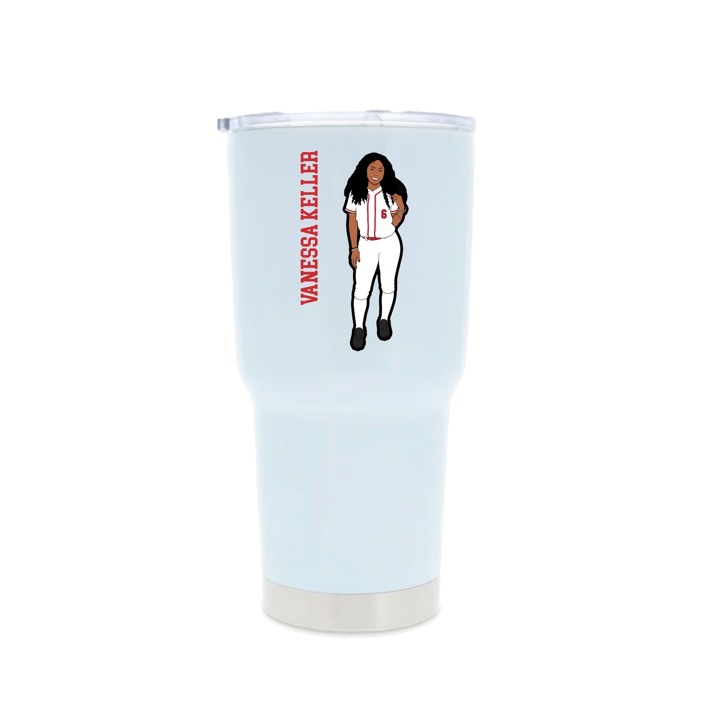 30oz Stainless Steel Tumbler — Name Vertical in White