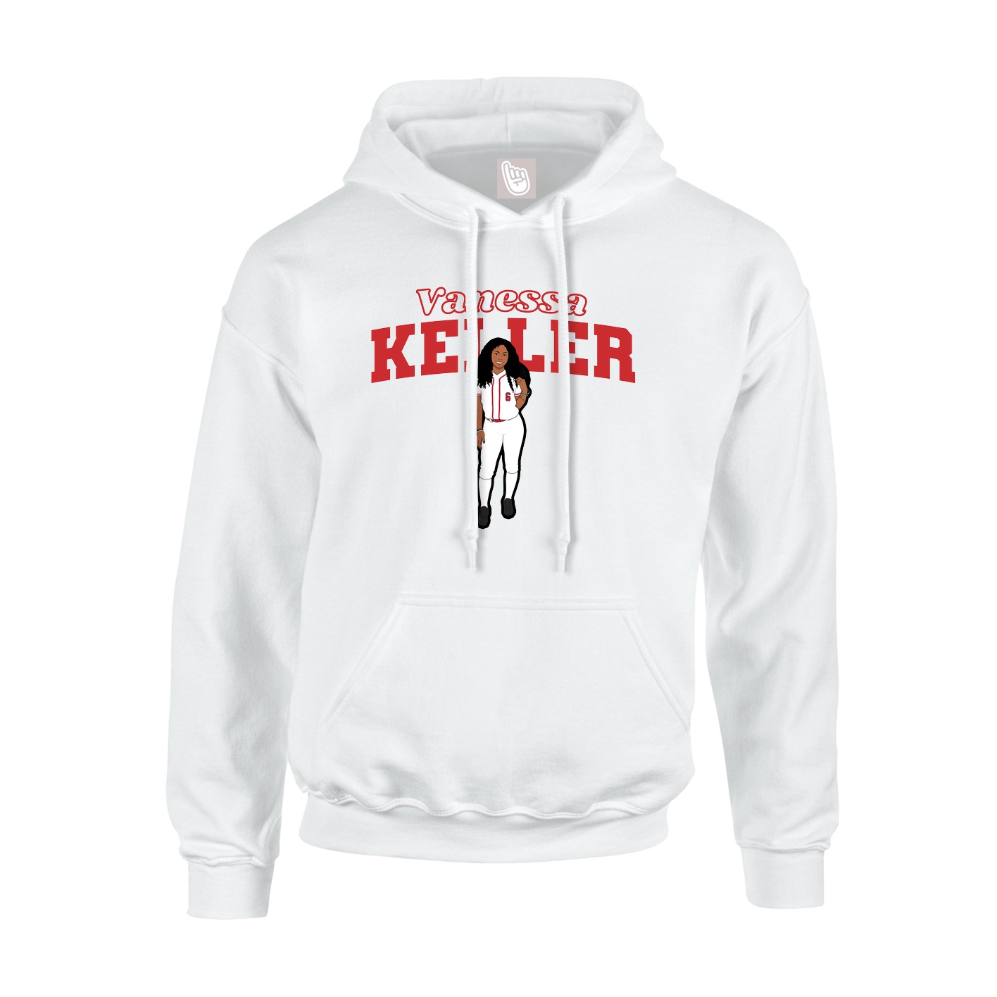 Youth Hoodie — Name Arch in White
