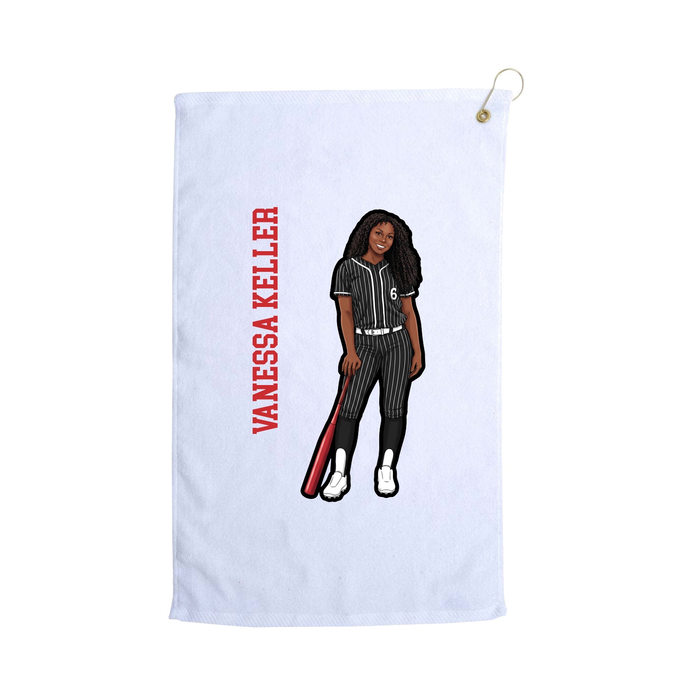 Golf Towel — Name Vertical in White