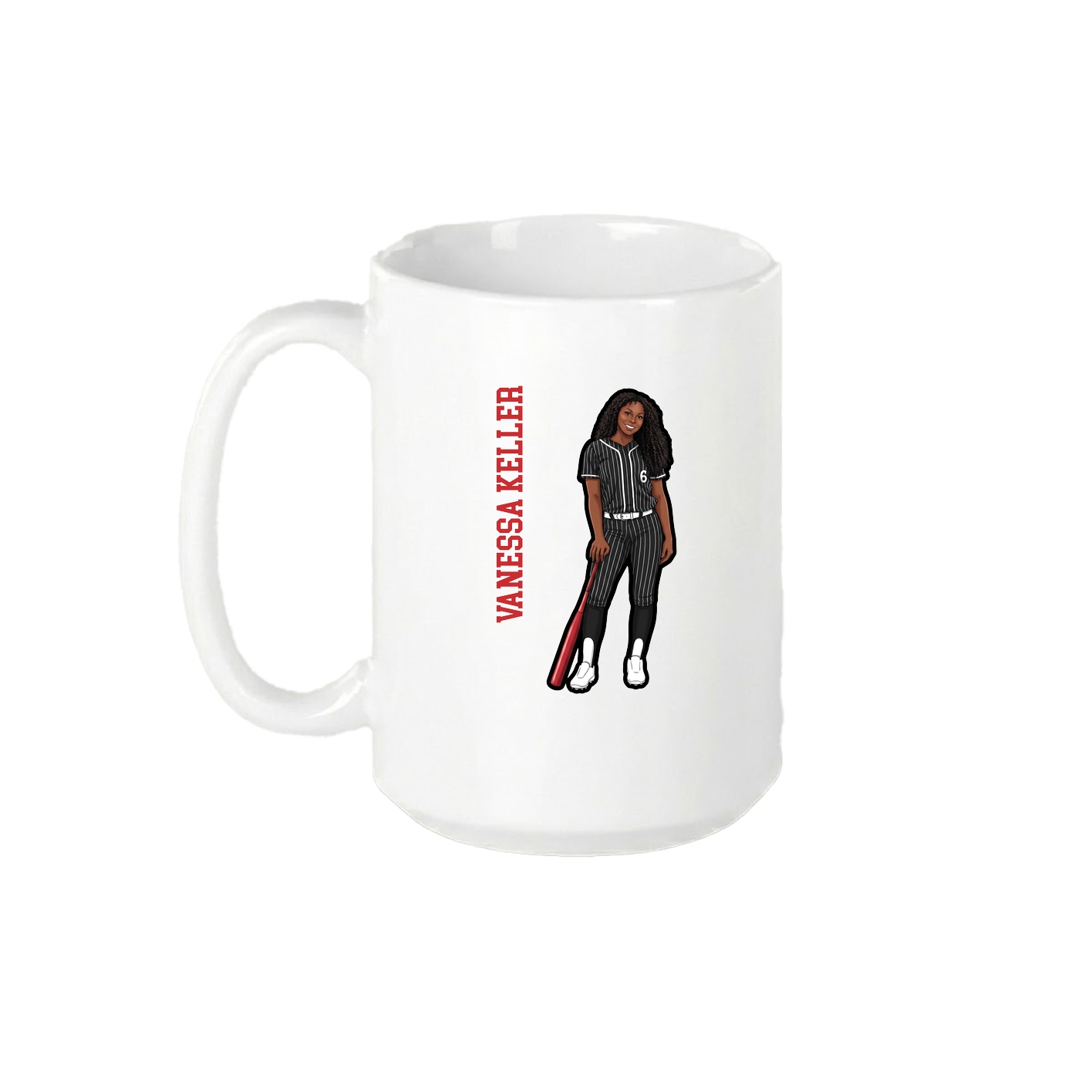 15oz Coffee Mug — Name Vertical in White