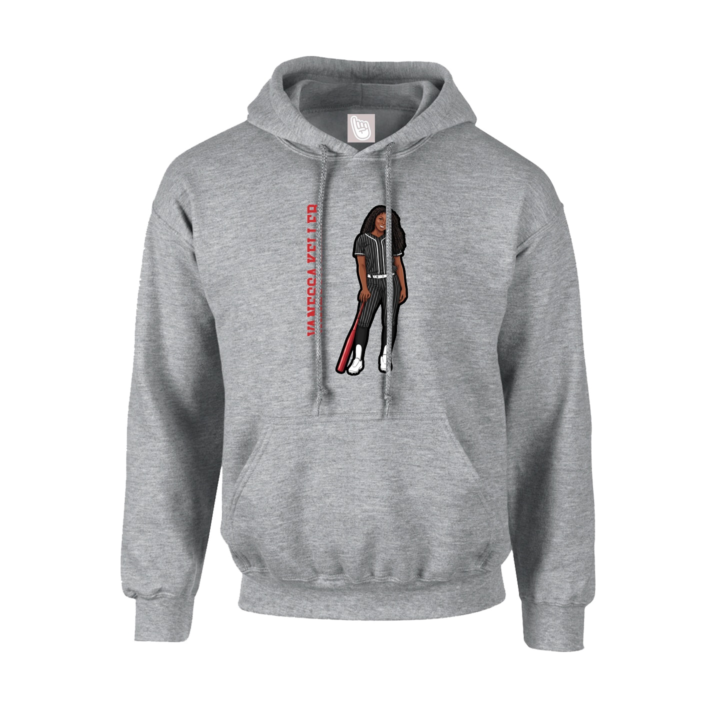 Hoodie — Name Vertical in Grey
