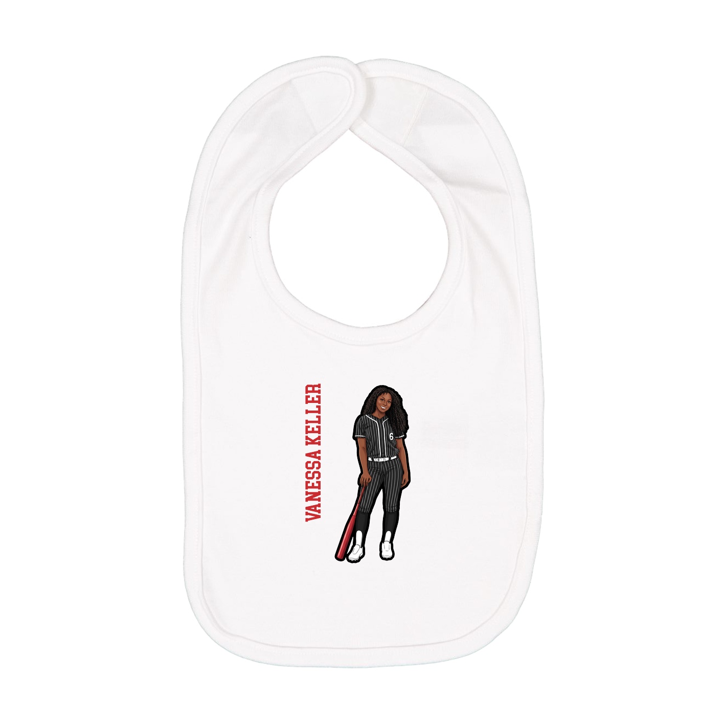 Infant Bib — Name Vertical in White
