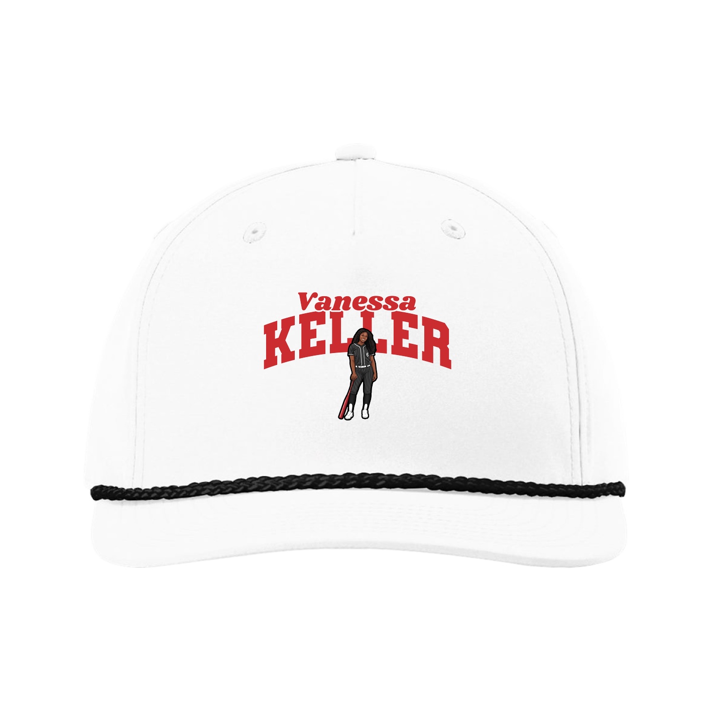 Five-Panel Classic Rope Cap — Signature Arch in White