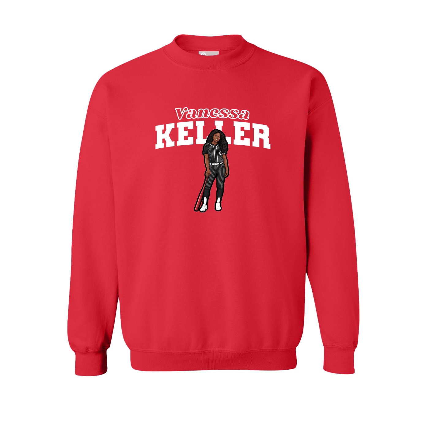 Fleece Crew — Name Arch in Red