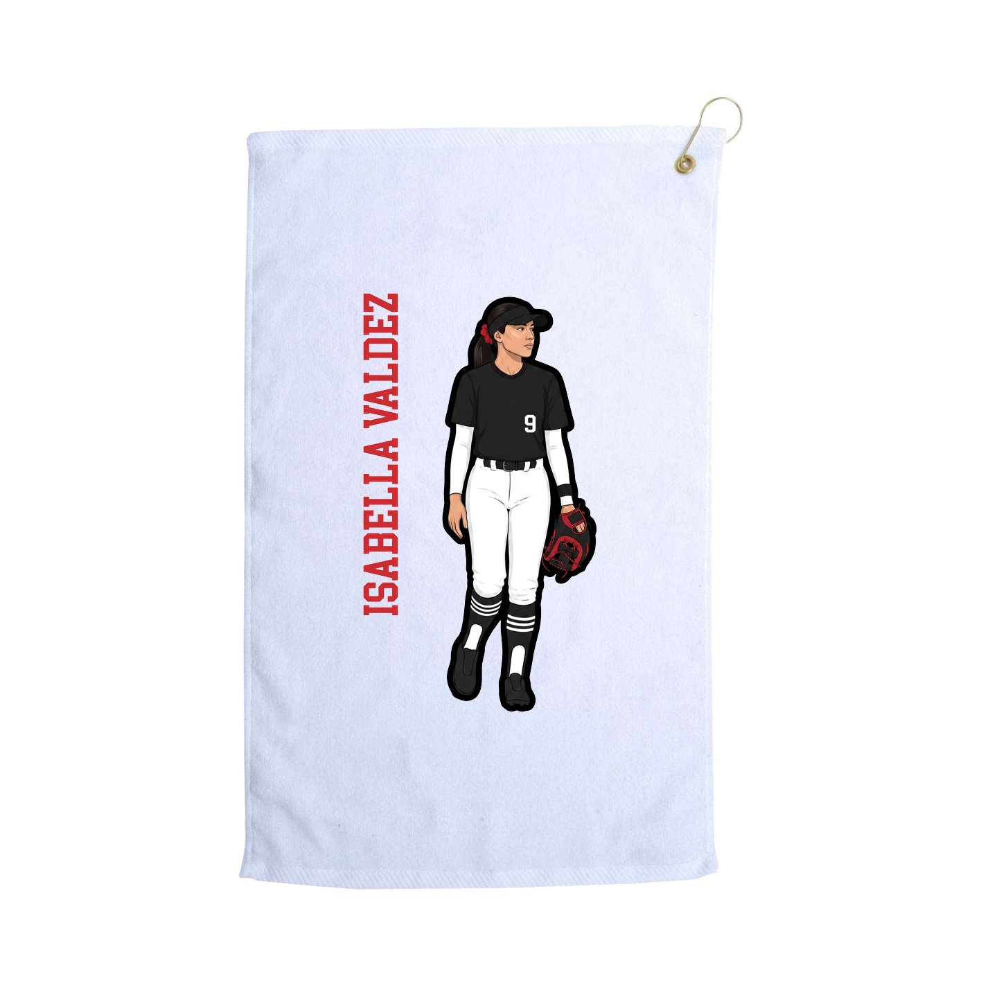 Golf Towel — Name Vertical in White