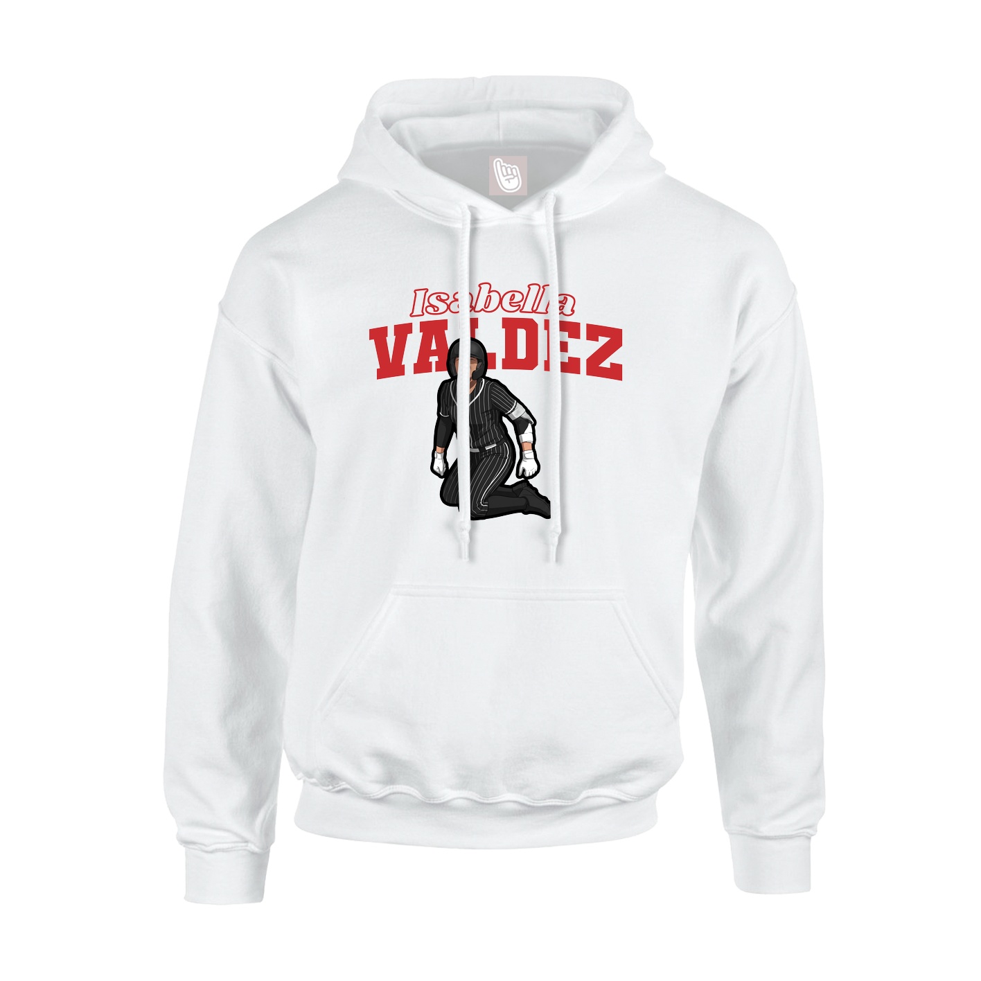 Youth Hoodie — Name Arch in White