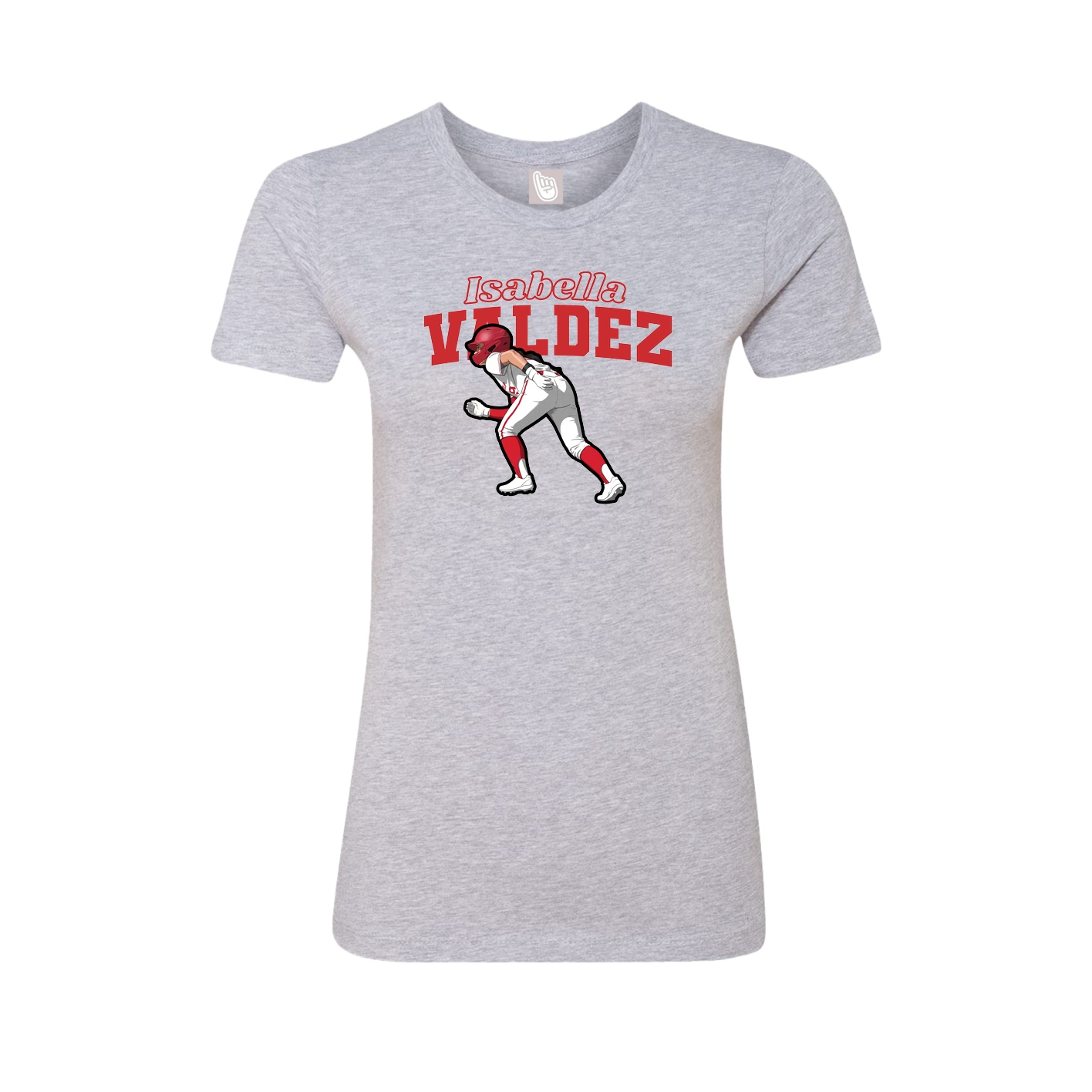Fitted Women's Tee — Name Arch in Grey