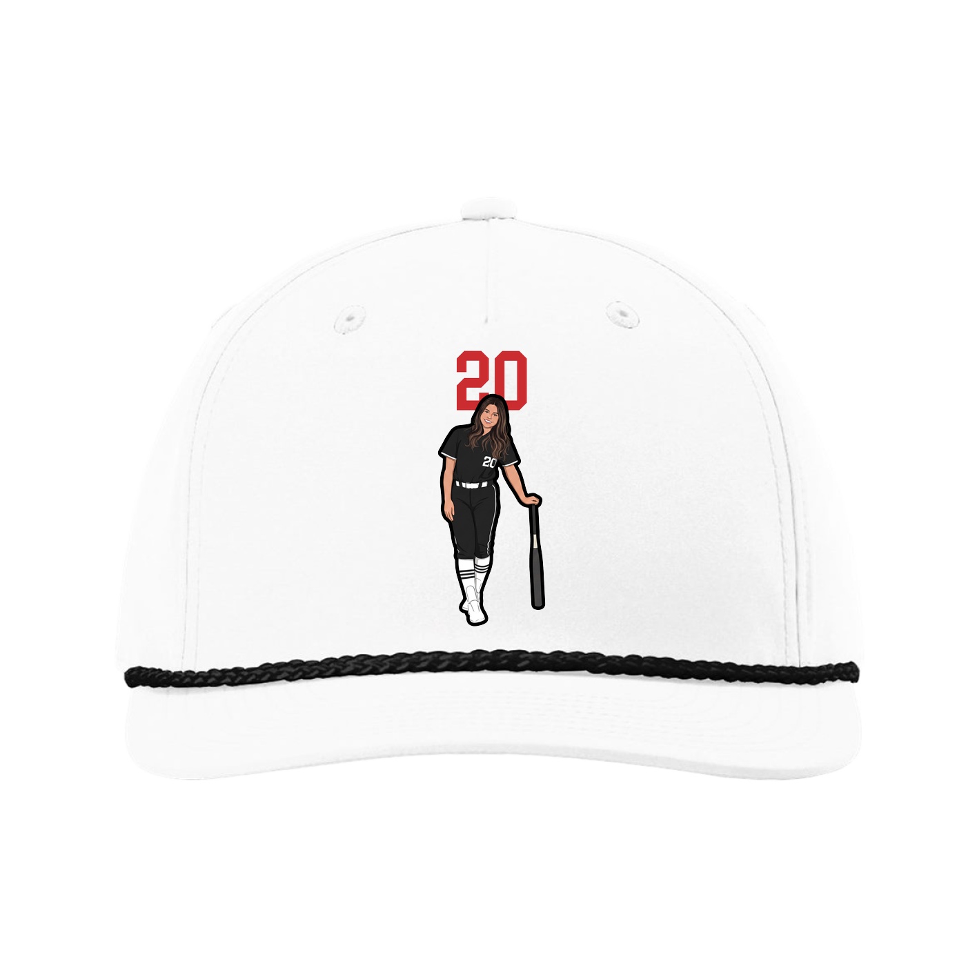 Five-Panel Classic Rope Cap — Number Top in White