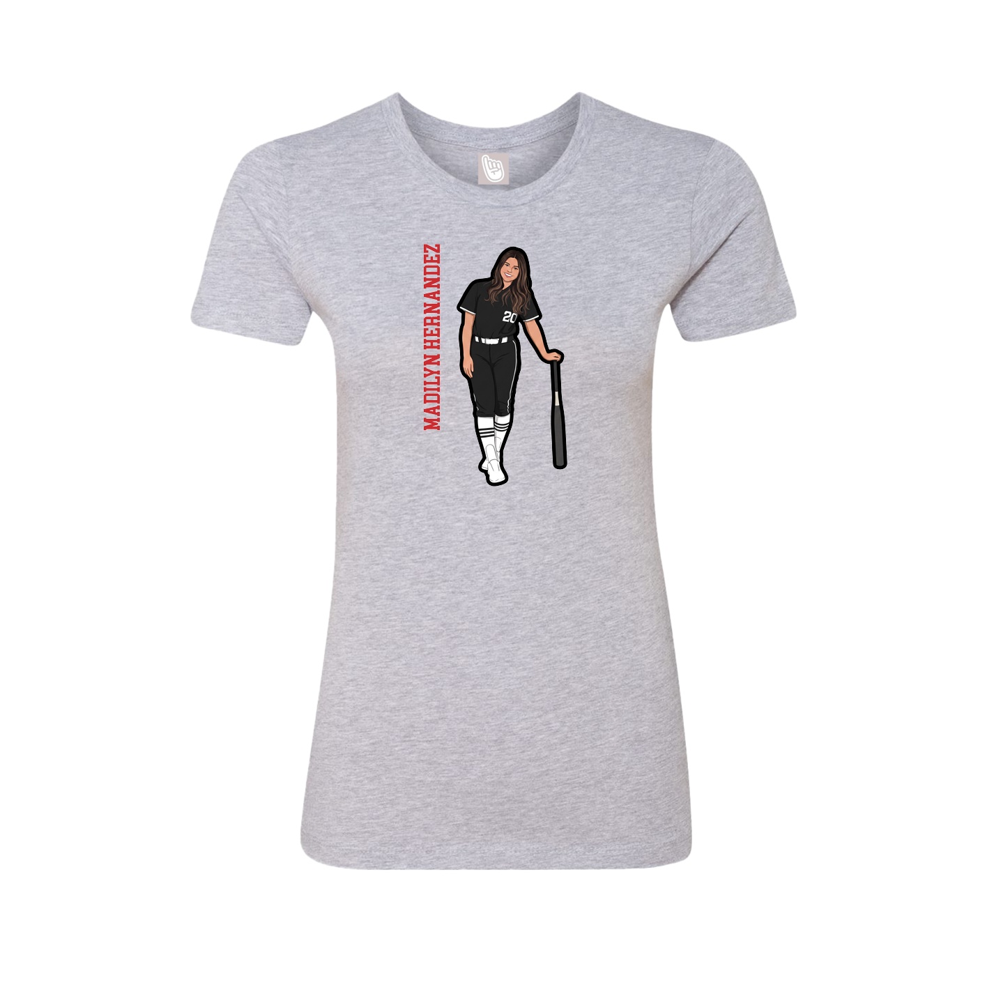 Fitted Women's Tee — Name Vertical in Grey