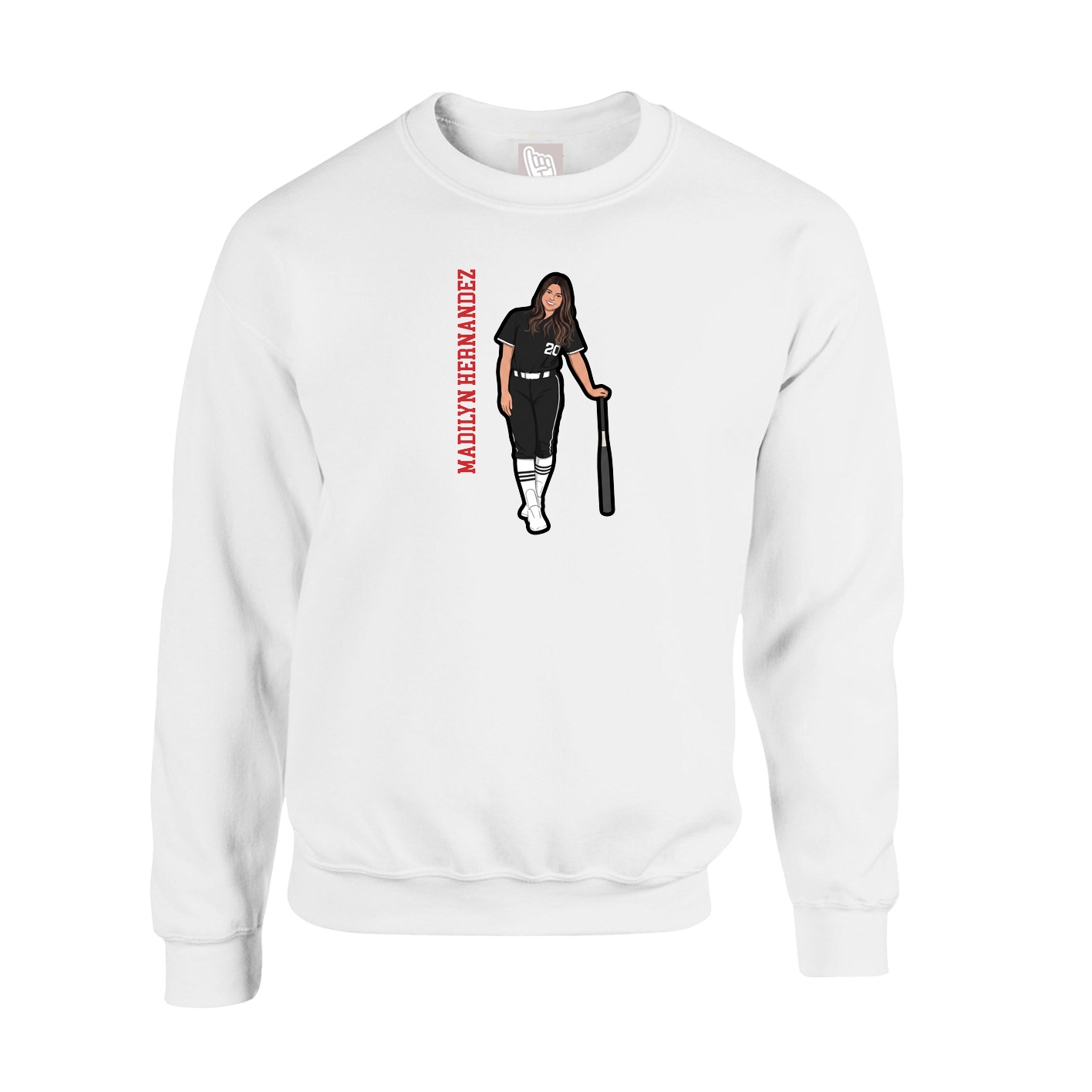 Fleece Crew — Name Vertical in White
