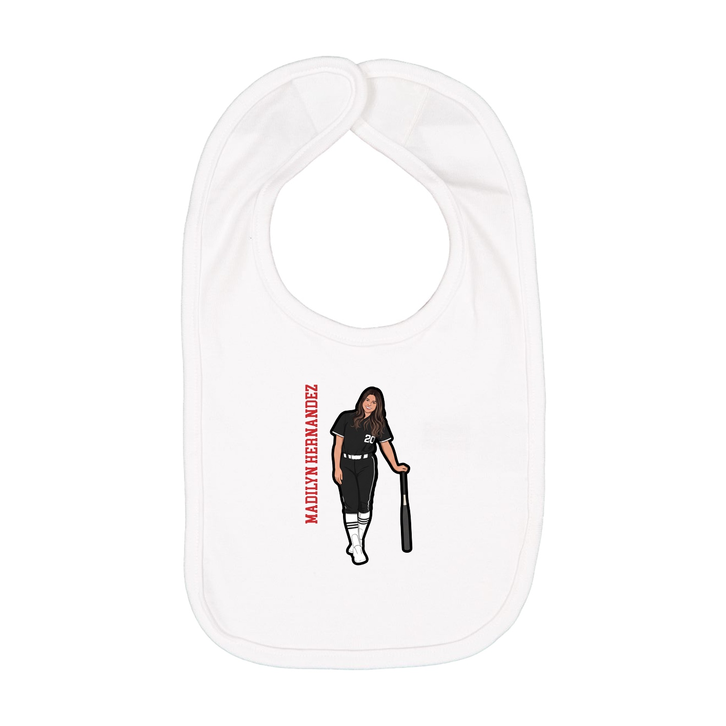 Infant Bib — Name Vertical in White