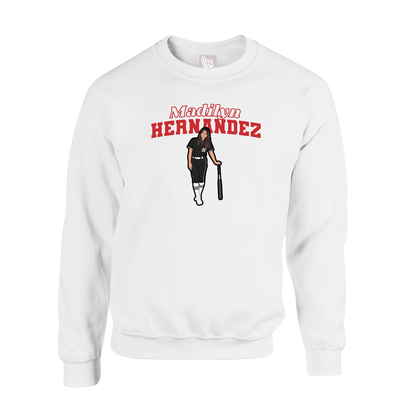 Fleece Crew — Name Arch in White