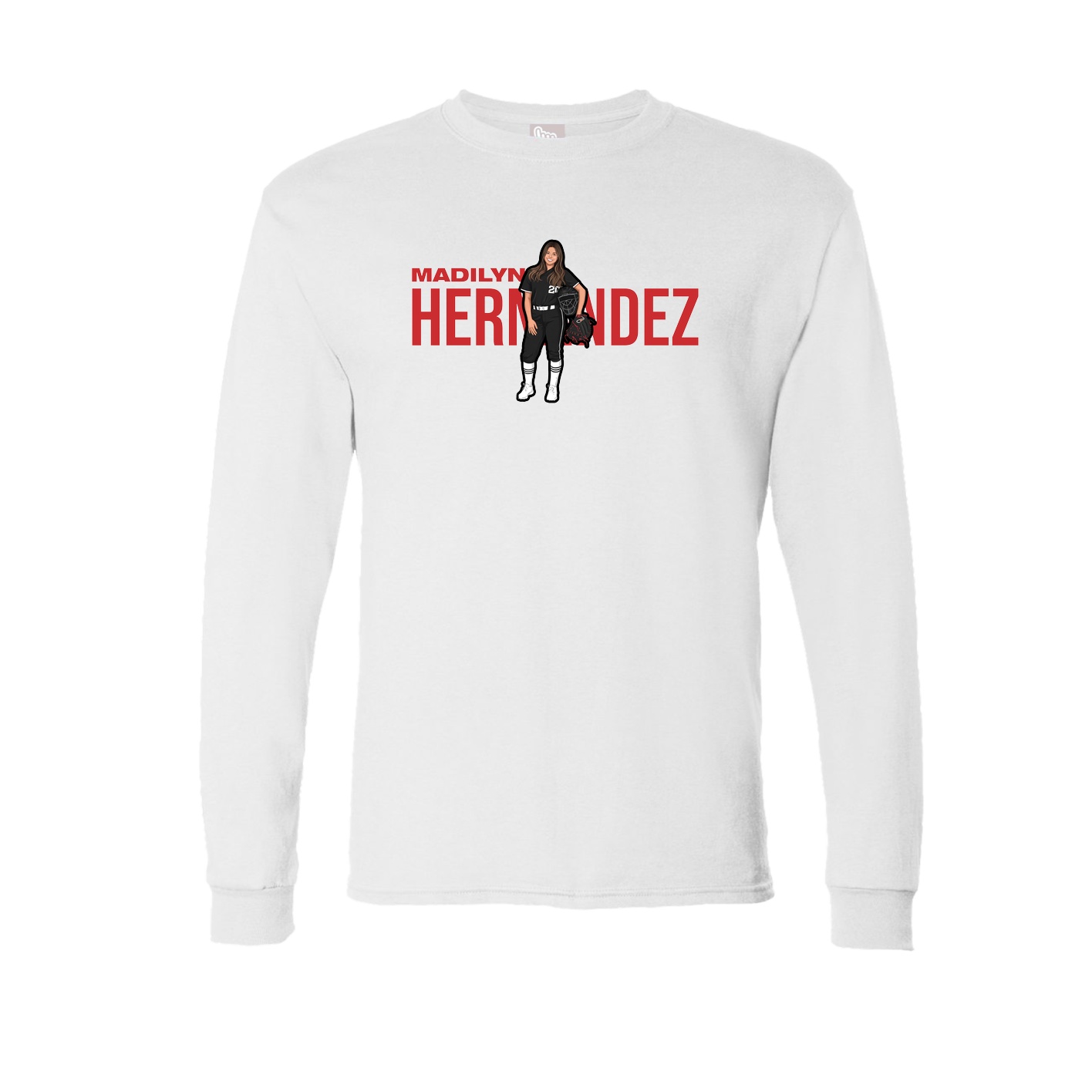 Long Sleeve Tee — Player Name in White