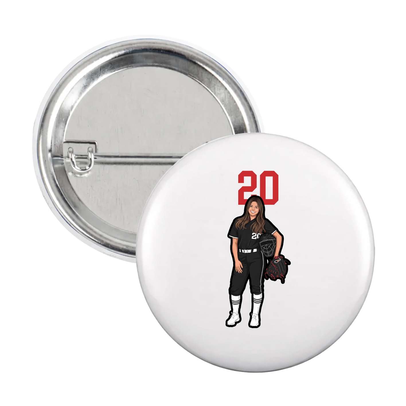 Game Day Button — Number Top in White