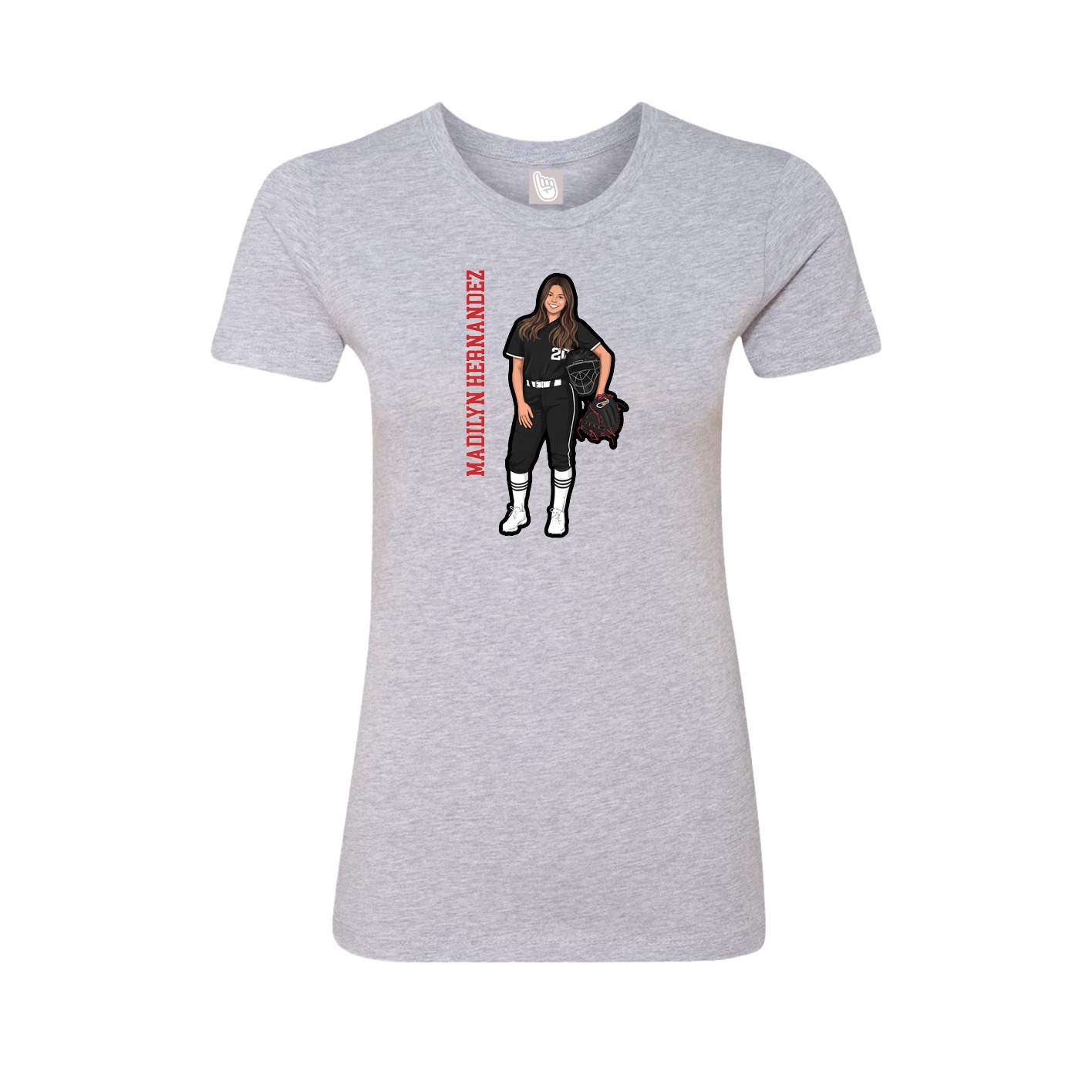 Fitted Women's Tee — Name Vertical in Grey